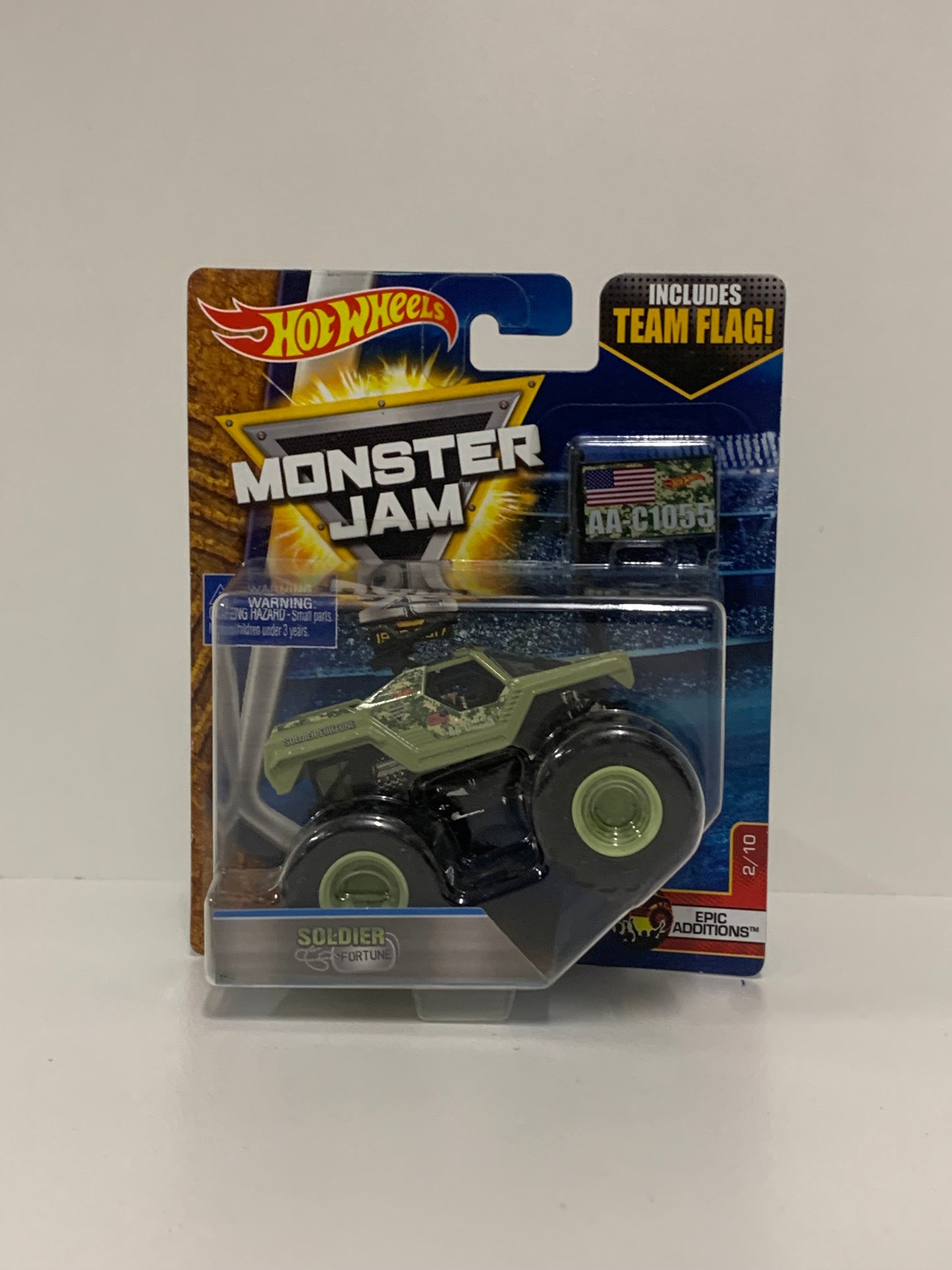 Soldier Fortune (Black) 1:64 w/Team Flag & Gun On Roof, Hot Wheels/Monster Jam