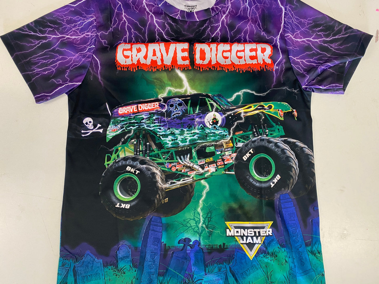 Grave Digger ,T-Shirt (Black/Purple, 100% Polyester)